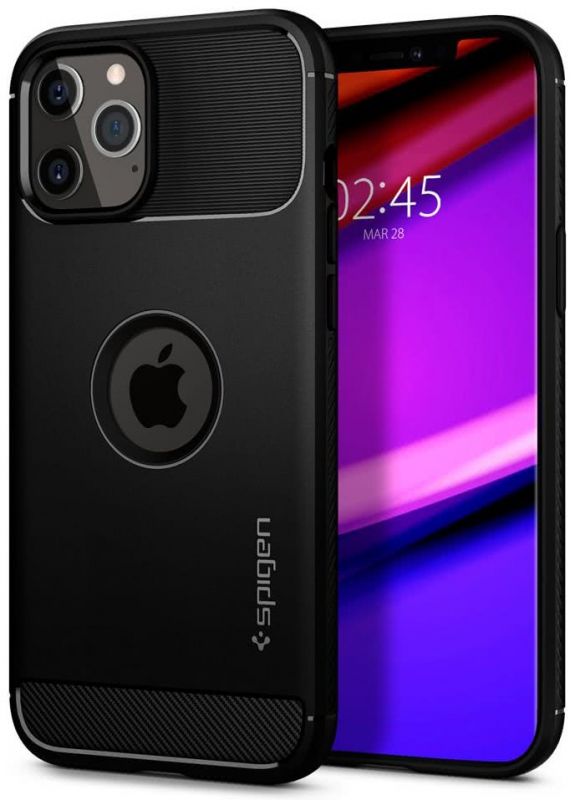 Чохол Spigen для iPhone 12 / 12 Pro Rugged Armor, Matte Black