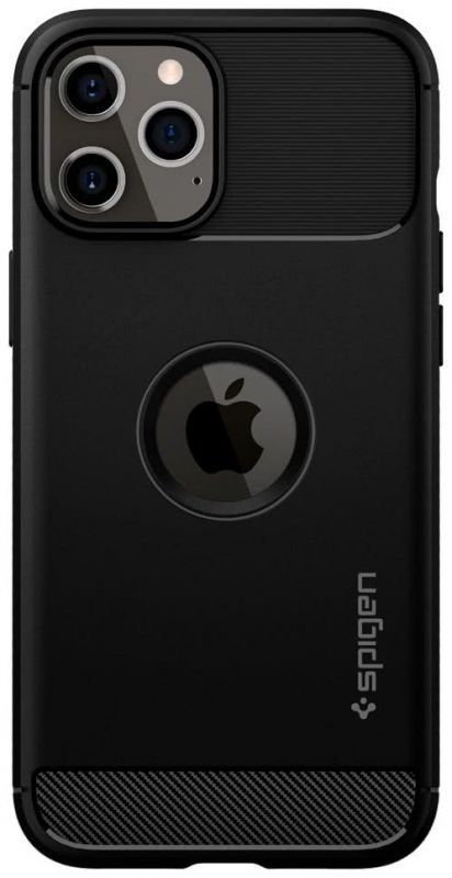 Чохол Spigen для iPhone 12 / 12 Pro Rugged Armor, Matte Black