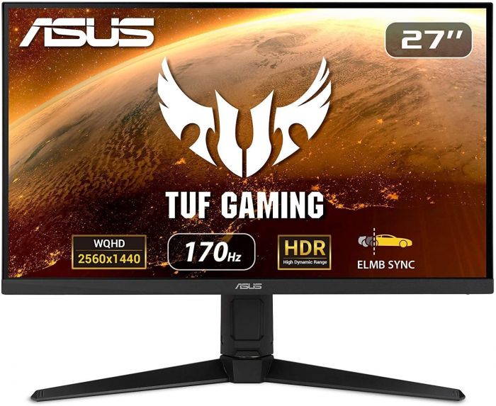 Монiтор LCD 27" Asus TUF Gaming VG27AQL1A HDMI, DP, USB, IPS, 2560x1440, 170Hz, 1ms, 130%sRGB, G-SYNC, Pivot, HDR10