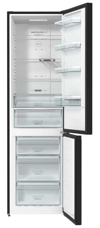 Холодильник з нижн. мороз. камерою Gorenje NRK6201SYBK, 200х60х60см, 2 двері, 235( 96)л, А+, NF+ , Зона св-ті, Внутр. Диспл, Зов