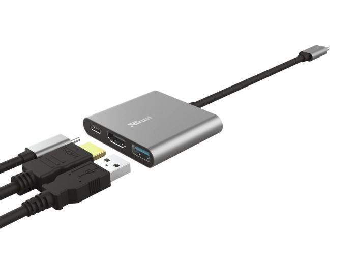 USB-хаб Trust Dalyx 3-in-1 Multiport USB-C Adapter ALUMINIUM