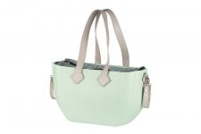 Сумка Nuvita MyMia м'ятний корпус/підкл.для мам квітковий орнамент /набір(ручки,фіксатори,ремені на візок) еко-шкіра сірий