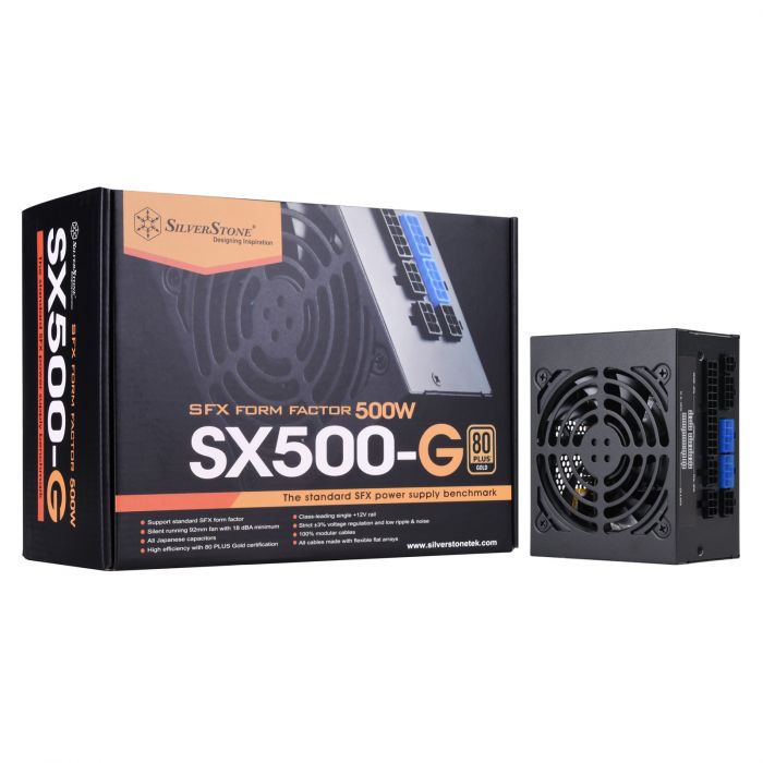Блок живлення SilverStone STRIDER SX500-GV1.1(500W),SFX,80+Gold,aPFC,9.2см,24+8,6xSATA,8/6-Pin,6Pin,+4,модульний