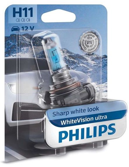 Лампа галогена Philips H11 WhiteVision Ultra +60%, 4000K, 1шт/блистер