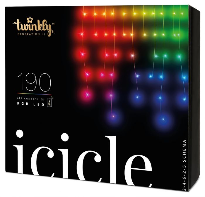 Smart LED Гірлянда Twinkly Icicle RGB 190, Gen II, IP44, довжина 5м, кабель прозорий