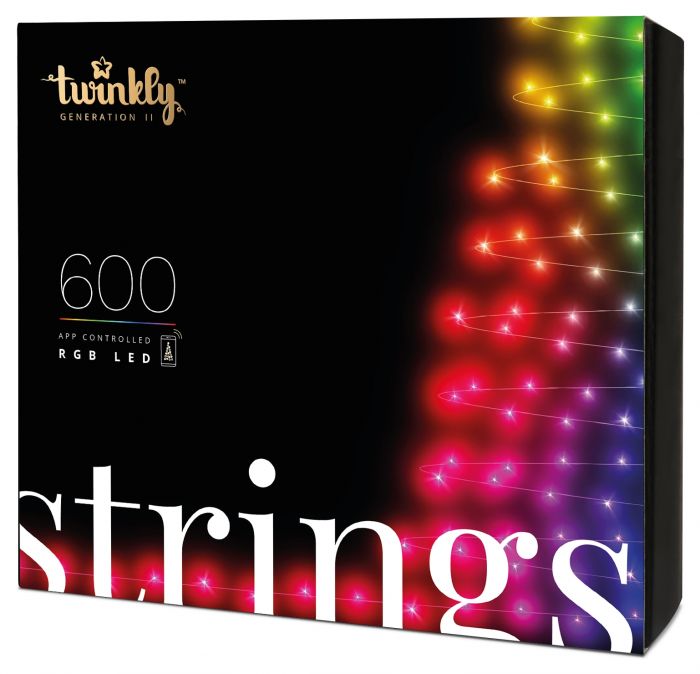 Smart LED Гірлянда Twinkly Strings RGB 600, Gen II, IP44, довжина 48м, кабель чорний
