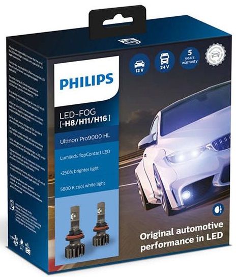 Лампа світлодіодна Philips Led-Fog H8/Р11/H16 Ultinon Pro9000 +250%, 2 шт/комплект