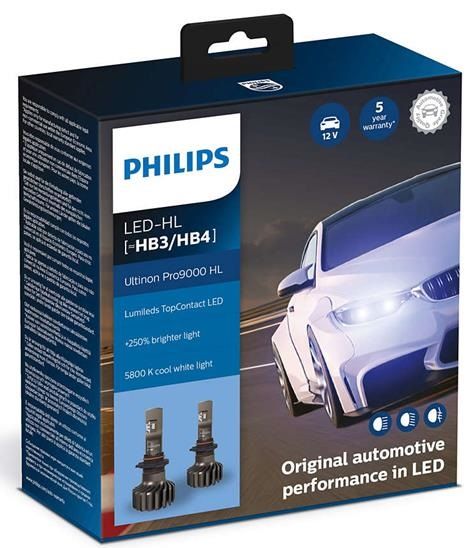 Лампа світлодіодна Philips HB3/HB4 Ultinon Pro9000 +250%, 2 шт/комплект