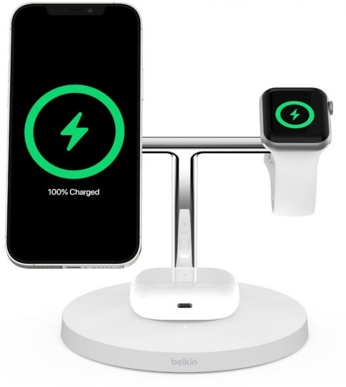 Бездротовий ЗП Belkin MagSafe 3in1 Wireless Charger, white