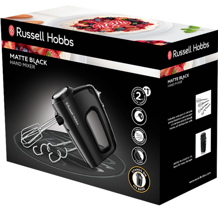 Міксер Russell Hobbs ручний Matte Black 350Вт, насадки-4, турборежим, чорний