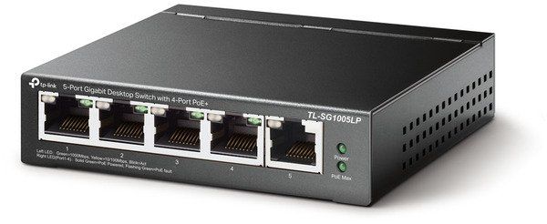 Комутатор TP-LINK TL-SG1005LP 5xGE/4xPoE+ 40W некерований 250м