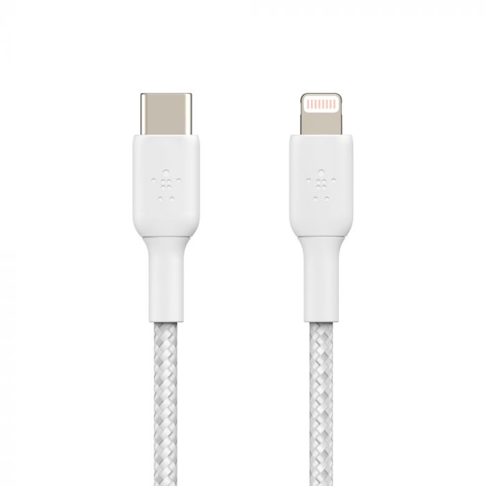 Кабель Belkin USB-С - Lightning, BRAIDED, 1m, white