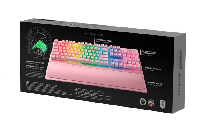 Клавіатура ігрова Razer BlackWidow V3 Green Switch Quartz USB US RGB, Pink