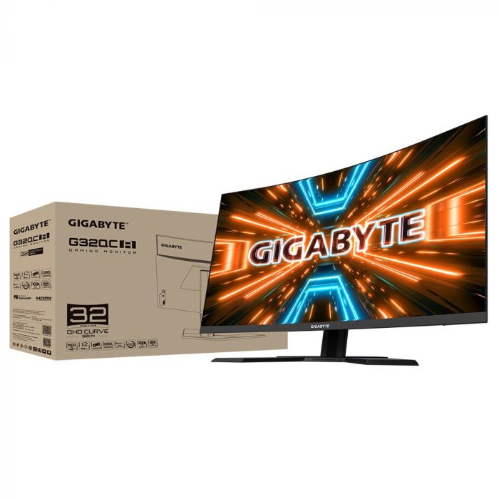 Монітор LCD GIGABYTE 31.5" G32QC-A, 2xHDMI, DP, 2xUSB, VA, 2560x1440, 165Hz, 1ms, 93%DCI-P3, CURVED, FreeSync, HDR400