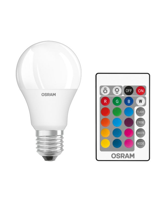 Лампа світлодіодна OSRAM LED A60 9W 806Lm 2700К+RGB E27 пульт ДУ