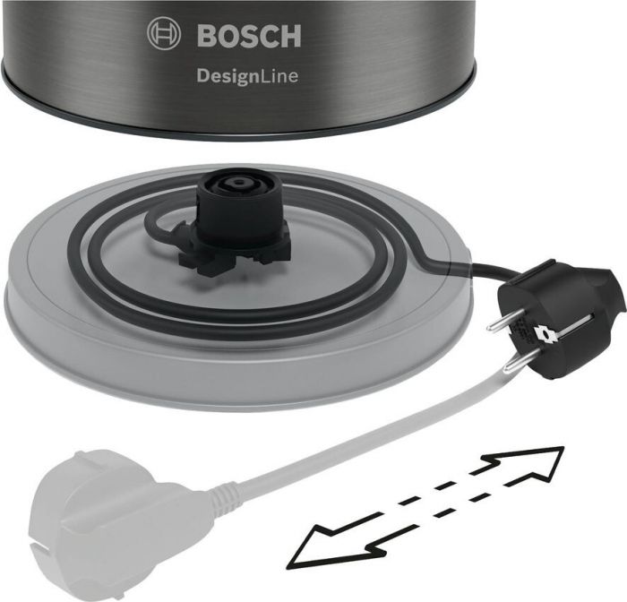 Електрочайник Bosch 1.7л, метал, cірий