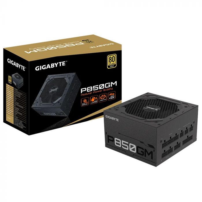 Блок живлення GIGABYTE P850G (850W) 80+GOLD, aPFC, 12см,20+4/2*4+4/8*SATA/4*PCIe/4,модульний