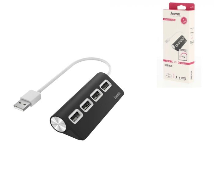 USB-хаб Hama 4 Ports USB 2.0 Black/White