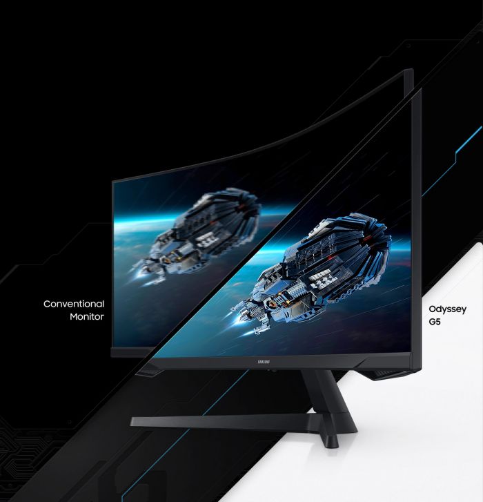 Монітор LCD 34" Samsung Odyssey G5 C34G55TWW D-Sub, 2xHDMI, DP, VA, 3440x1440, 21:9, 165Hz, 1ms