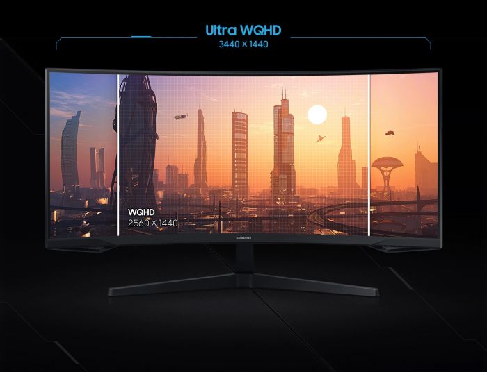 Монітор LCD 34" Samsung Odyssey G5 C34G55TWW D-Sub, 2xHDMI, DP, VA, 3440x1440, 21:9, 165Hz, 1ms