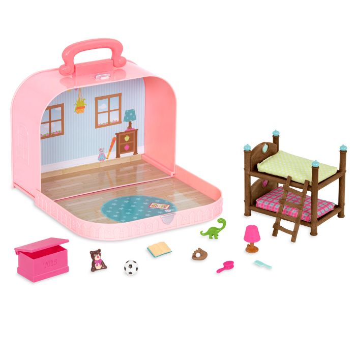 Ігровий набір Li'l Woodzeez Кейс рожевий (Двоповерхове ліжко) з аксесуарами WZ6597Z