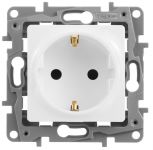Розетка 1-а З/К внутр. зі шторками Etika біла