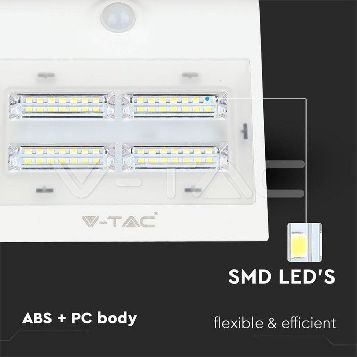 Світильник вуличний LED Solar LED Solar V-TAC, 3W, SKU-7528,  3000K+4000K, датчик руху, чорний