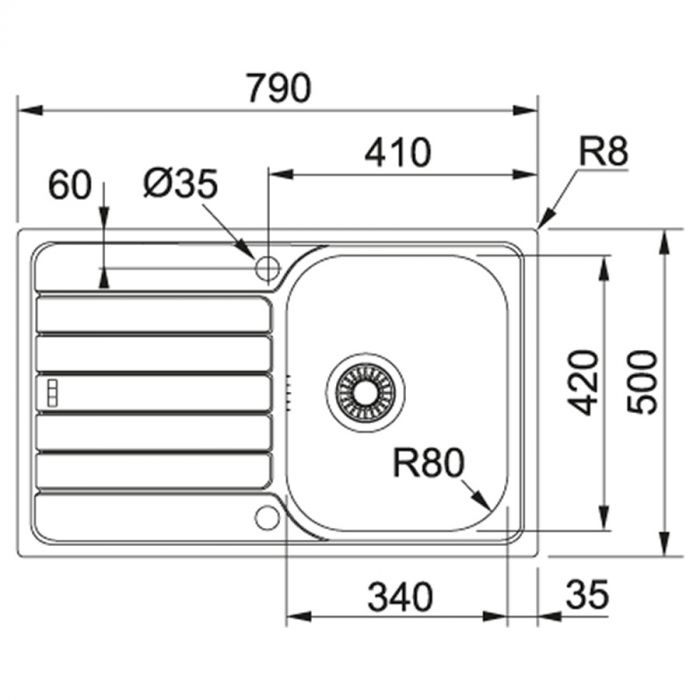 Кухонна мийка Franke Spark SKL 611-79/ 101.0598.809/ прямокутна/ накладна/ 790x500х160/нержавійка