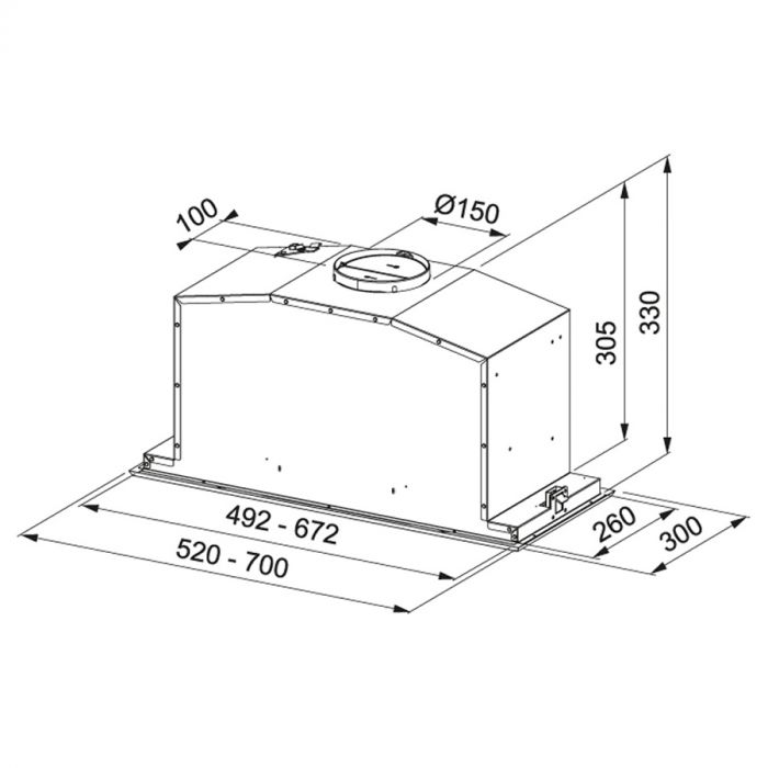 Витяжка вбудована Franke Box Plus FBI 547 XS NP/ 52 см/3 швид/1102 м3.г/ Нерж.сталь полір