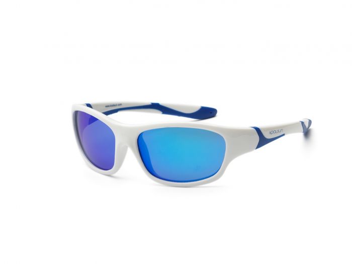Дитячі сонцезахисні окуляри Koolsun біло-блакитні серії Sport (Розмір: 6+)