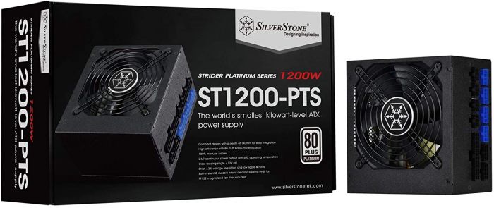 Блок живлення SilverStone STRIDER ST1200-PTS(1200W), 80+Platinum, aPFC, 12см, 24+2x8, 8xSATA, 8xPCIe, +6, модульний