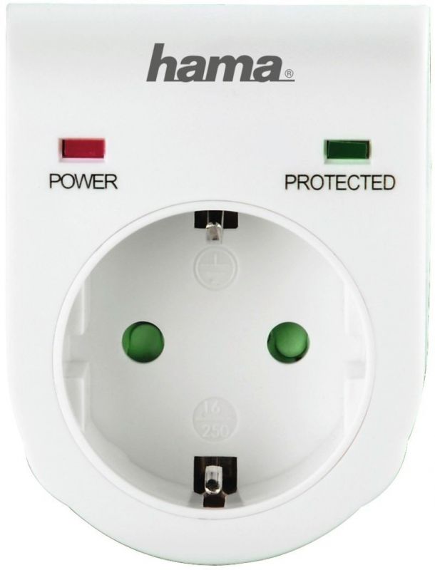 Мережевий адаптер Hama захищає від перенапруги, колір білий