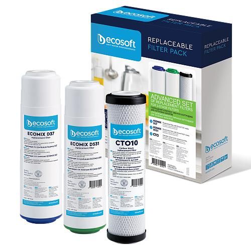 Комплект картриджів Ecosoft Premium 1-2-3 (видаляє жорсткість, хлор, важкі метали, феноли)