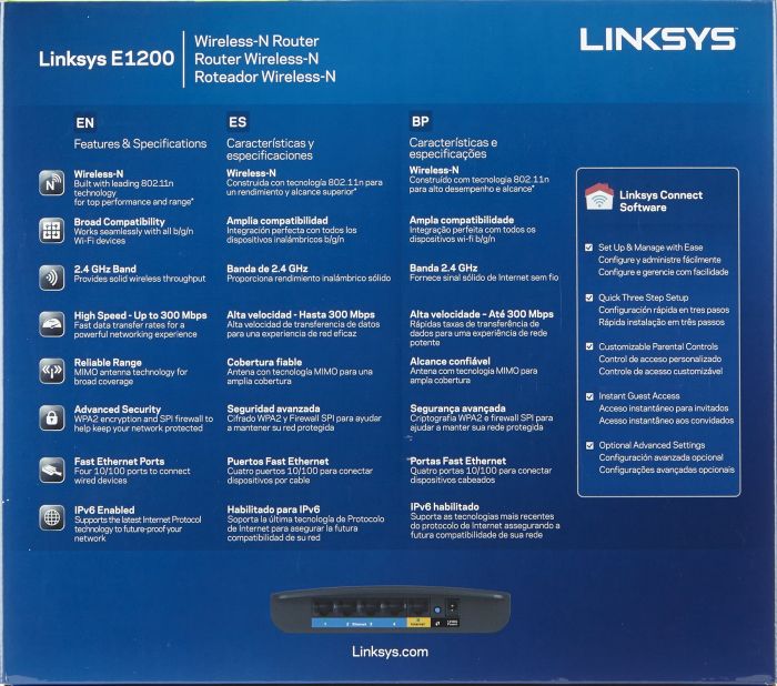 Маршрутизатор LINKSYS E1200 N300, 4xFE LAN, 1xFE WAN