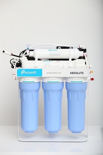 Фільтр зворотного осмосу Ecosoft Absolute 5-50P з помпою на станині, 75 гал/добу DuPont Aqualast, дренаж 1:1