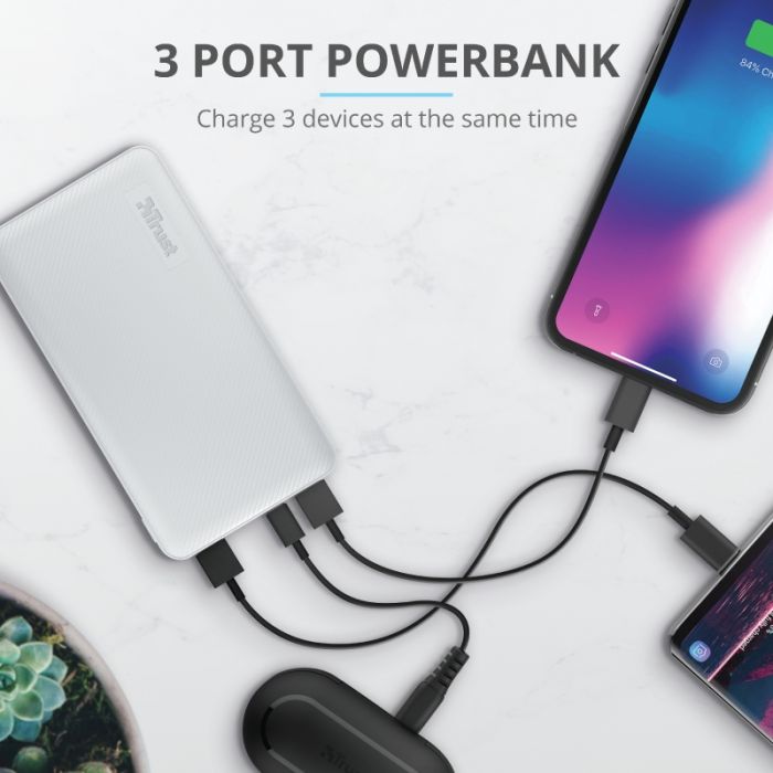 Портативний зарядний пристрій Trust Primo 10000 mAh White