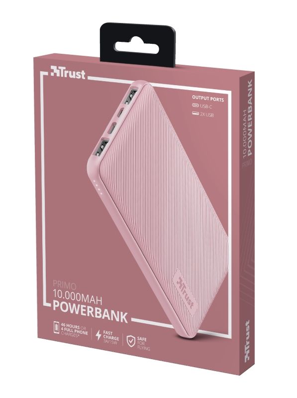 Портативний зарядний пристрій Trust Primo 10000 mAh Pink