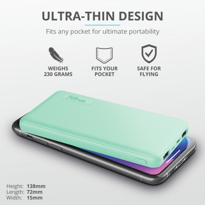 Портативний зарядний пристрій Power Bank Trust Primo 10000 mAh Mint