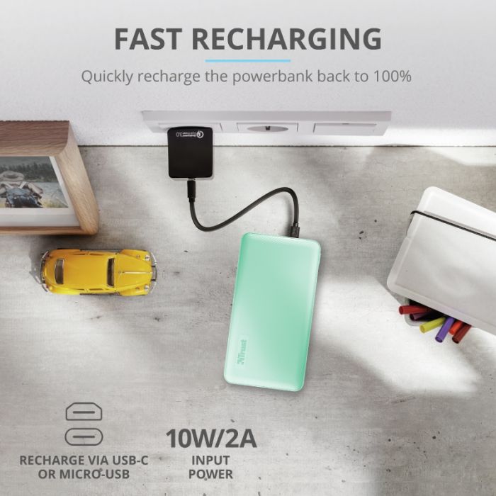 Портативний зарядний пристрій Power Bank Trust Primo 10000 mAh Mint