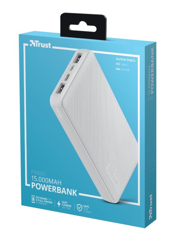 Портативний зарядний пристрій Trust Primo 15000 mAh White