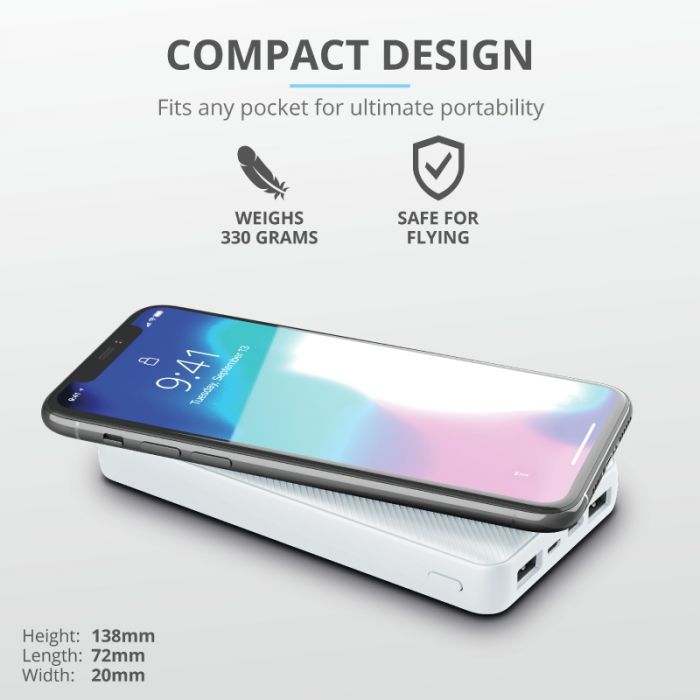 Портативний зарядний пристрій Trust Primo 15000 mAh White