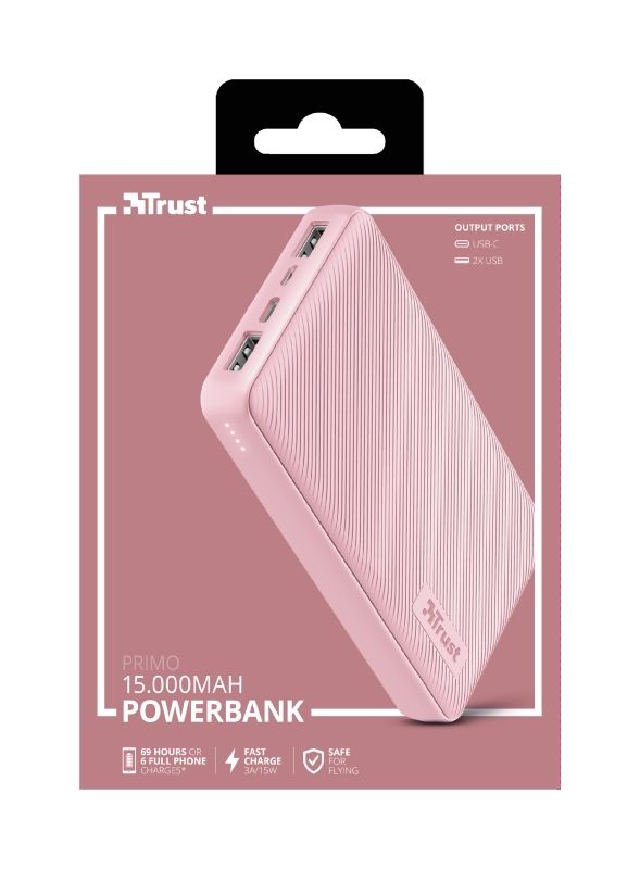 Портативний зарядний пристрій Trust Primo 15000 mAh Pink