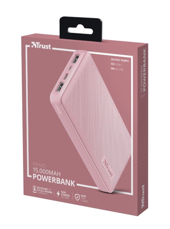 Портативний зарядний пристрій Trust Primo 15000 mAh Pink