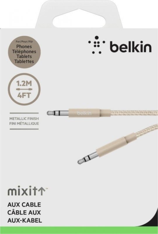 Кабель Belkin jack 3.5mm - jack 3.5mm Premium 1.2m, gold