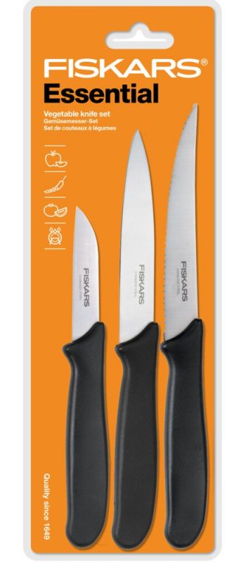 Набір ножів для чистки Fiskars Essential, 3 шт