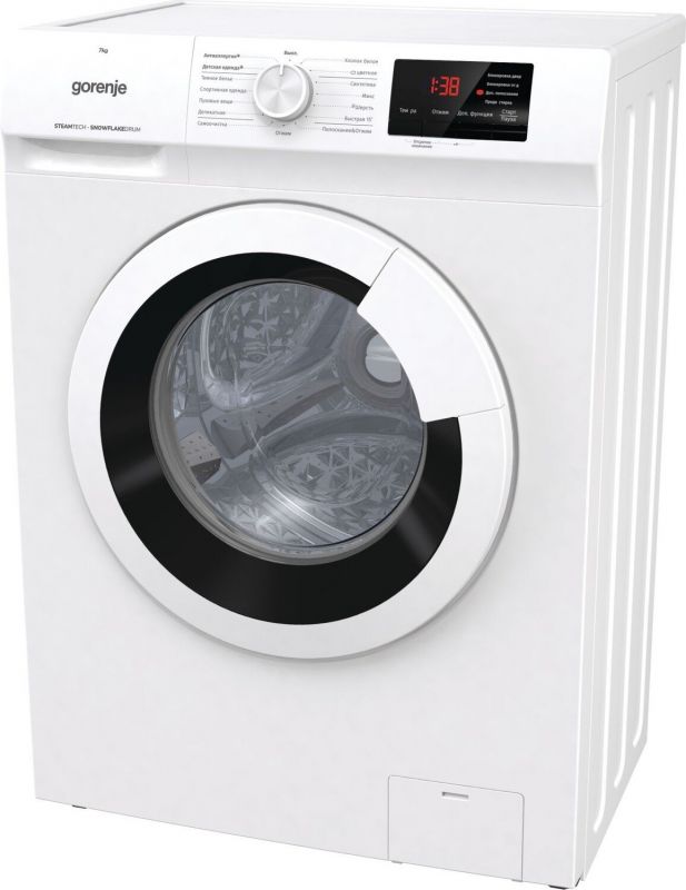 Пральна машина з фронт. загр. Gorenje WHE72SFS, 7кг, 1200, A+++, Пара, глибина 46см, Дисплей, Білий