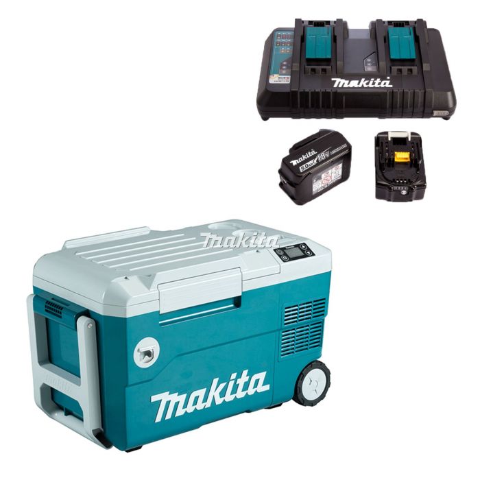 Холодильник мобільний акумуляторний Makita SET-DCW180-PT2 з функцією нагріву, 2ак.,20л,14.3кг