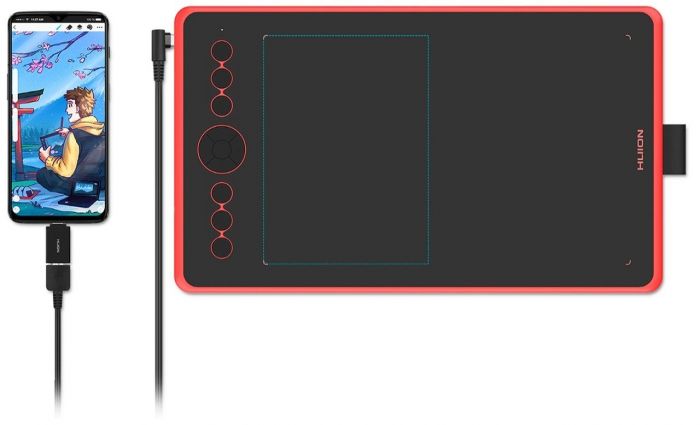 Графічний планшет Huion Inspiroy Ink H320M, Coral red