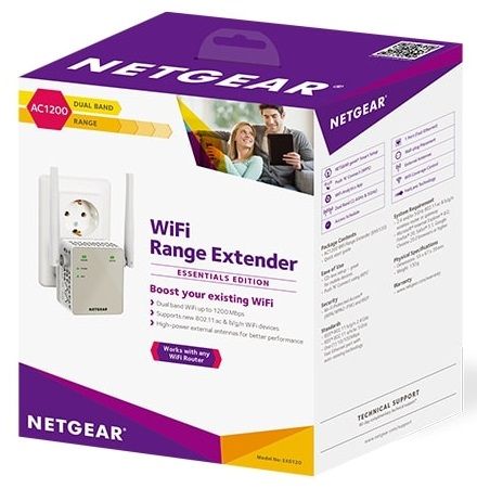 Розширювач WiFi-покриття NETGEAR EX6120 AC1200, 1xFE LAN, 2x зовнішн. ант.