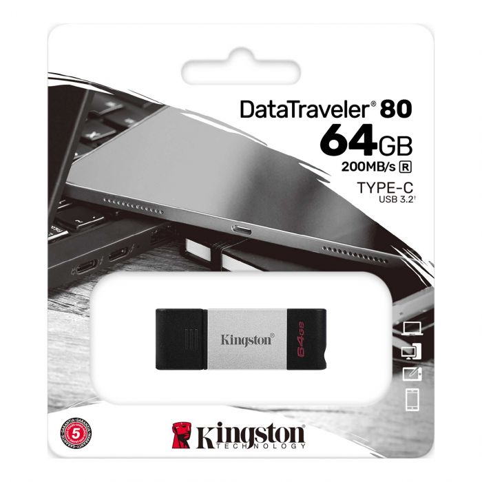 Накопичувач Kingston   64GB USB-C 3.2 Gen 1 DT80